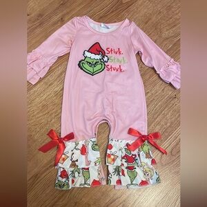 Pink Grinch Christmas Romper